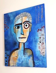 A.Z. Davis 20″X 16″ Painting Abstract Modern Figurative Picasso Style Pop Cubism