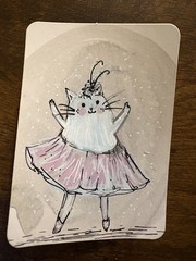 ACEO Original Cat painting ATC OOAK Cottagecore Whimsical Funny Feline Art