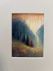 Pair Great American West Sky & Landscape, Dramatic /Matted Original Oil Pastels