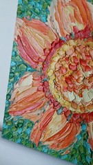 Framed Bright Sunflower Textured Flower Art 8×8” Impasto Oil Painting Original