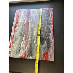 Canvas Painting 16 X 20 Black Red Gothic Acrylic Signed Titled Haunted Attic