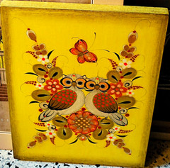 TONALA MEXICO OWLS & YELLOW FLORAL Original Oil Painting On Board Signed REYES