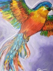 11×14 Original Acrylic Parrot Painting Colorful Bird Wall Art Tropical Decor