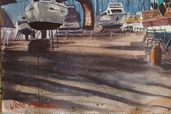 Original Painting in Watercolor “ Shipyard“ 16″x 12″
