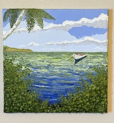 Coastal Impressionist Original Hand Painted Impasto Oil Painting 12×12 Signed