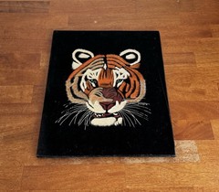 Vintage 1976 Velvet Tiger Painting 70’s Hand-Painted 17 X 14″