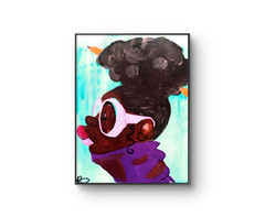 Original art 14 X 11 Smart Girl CANVAS Colorful Modern Art Acrylic Painting