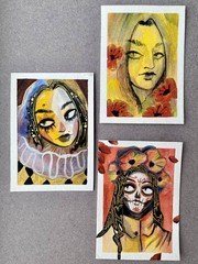 ACEO Original Painting Poppy Flower Dream 2.5×3.5 Card