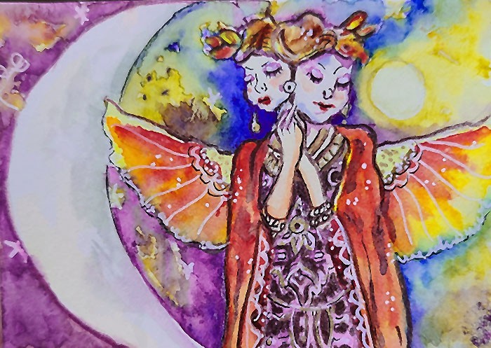 ACEO Original Painting OOAK – Moon Goddess – Bartshe