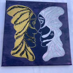 Yin Yang – original artwork acrylic painting- women and men masquerade