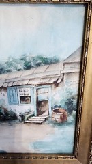Stunning original very old watercolor, original frame, nails and 1916 newspaper
