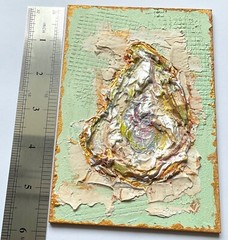 Volume Oysters-2 Texture Paste Impasto Oil Painting Original Wall Art 6x4in