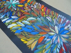 LOUISE NUMINA 130 x 55 cm Original Aboriginal Painting. Bush Medicine Leaves