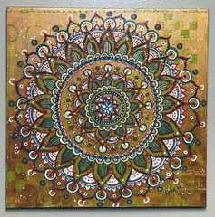 Abstract Painting MANDALA Acrylic Zen Spiritual Buddhism Meditate Circle Canvas