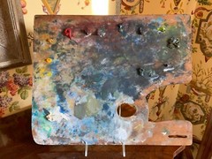 Original Vintage French Artists Painters Palette Lovely Dabs of Paint