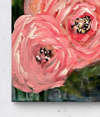 Mary Myers Original Acrylic Pink Rose Abstract Floral 10×10 Canvas