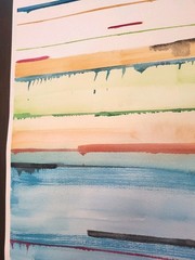 Original Abstract 11×14 Painting On Heavy paper Watercolor Lines Modern Art