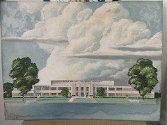 Vintage Mid Century Rare Landscape Painting 1952 Utica Insurance Company 26×20