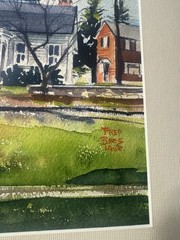 Large Fred Bees (1917 – 2002) „Manor House & Landscape Scene“ WC Painting-Framed