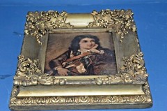 Antique 19th Century Gilt / Gesso Framed Miniature, Oil On Wood Panel, c1870