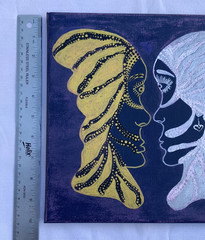 Yin Yang – original artwork acrylic painting- women and men masquerade