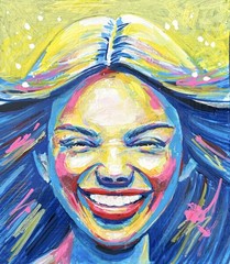 Original Abstract Portrait Acrylic Painting Modern Expressionist Art