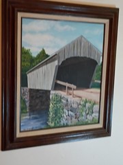 Tim Spongberg Original Painting Covered Bridge Landscape Signed Acrylic