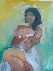 16″x20″ Boudoir Cubism Figure Interior Oil Painting on Canvas Original Signed