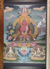 24 k gold Amitayus Thangka Painting Nepal CH7355