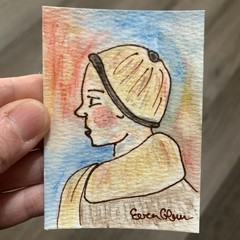 ACEO 3.5 x 2.5 Girl – Lady Portrait Original Painting Artist Card 335-26