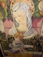 VINTAGE COPY OF CARLO CRIVELLI OIL (ON BOARD) PAINTING OF MADONNA AND CHILD 29”