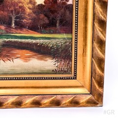 Oil painting landscape painting oil on canvas signed O. Hamel, stretcher frame