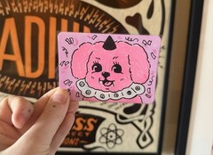 ACEO Original Print Artist Card Illustrated Dog Clown Art Hand Painted 2.5×3.5