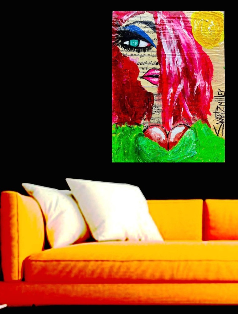 Modern Original POP ART colorful LADY #3 of 6 PORTRAIT PAINTING SWARTZMILLER DNA