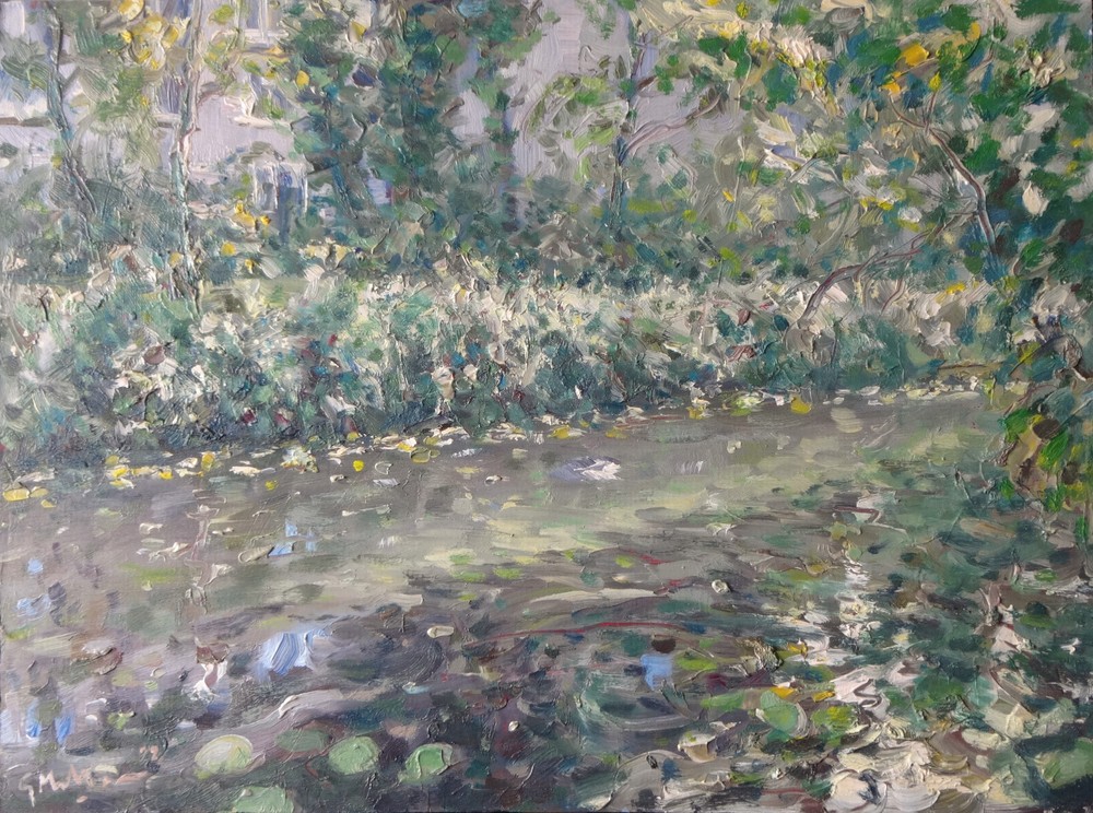 GERRY MILLER-Oil Painting on cardboard.“River Reflections“. 29.5x40cm