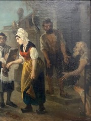 🔥 Fine Antique Old 19th c European Old Master Oil Painting, Friedrich MEYERHEIM