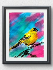 Original Hand Painted 11×14 Bird Acrylic Signed Bold Expressionist Art Paper 146
