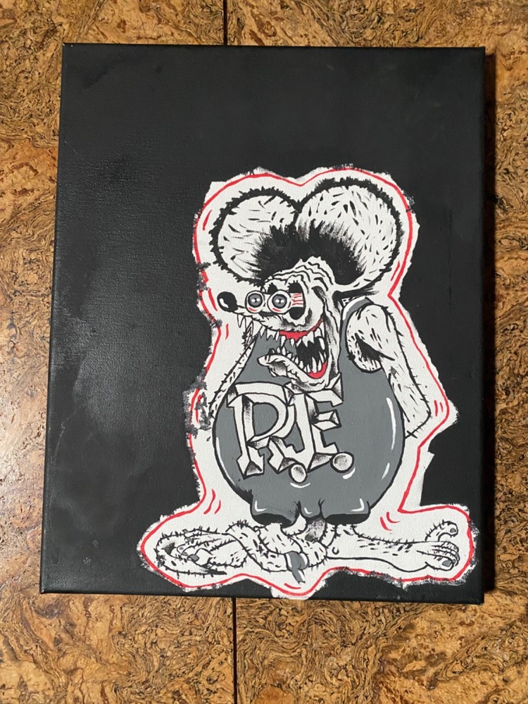 Rat Fink Rod Monster ACEO Original Painting Hand-Painted