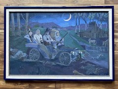 Original Oil Painting Prohibition Scene Signed Bill Minto 1983 Framed 41” x 28″
