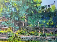Eileen McDonnel „Home And Landscape Scene“ Oil Painting – Signed And Framed