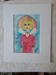 Watercolor Original “ Trust Your Wings“ Crowned Angel Art White Matted 8×10