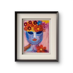 Woman With Flowered Hair Abstract Neo Expressionism Original Artwork Canvas