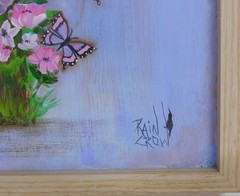 Floral Cross Painting Butterflies Framed Christ Original Art by Rain Crow