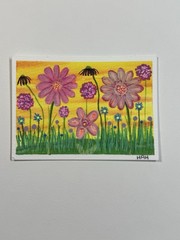 ACEO Original Handmade Acrylic Mini Painting 2.5 X 3.5 Spring Floral Landscape