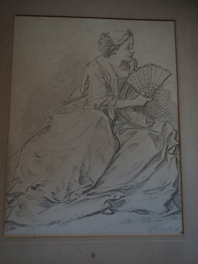 Francois Boucher Jeune Dame Tenant un Eventail