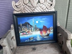 Hong Kong Harbor Original Vivid Color Acrylic on Canvas Painting