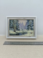 original oil painting framed landscape art rural landscape winter landscape 4×6
