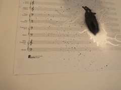Signed Paul D. Miller/DJ Spooky original spray paint artwork on sheet music