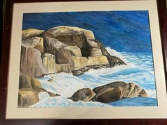 Nancy Sweet „Oceanscape Scene“ Watercolor Painting #2- Signed And Framed