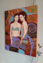 Imagination by Elena Suslova, Original Art Painting, Gold (Gustav Klimt Style)